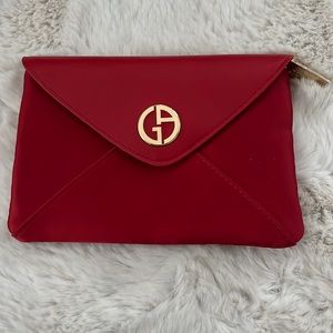 Giorgio Armani cosmetics envelope bag red gold hardware